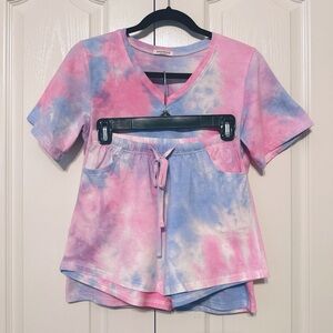 Eishopeer Tue Dye Lounge Pajamas Set Size XS Blue and Pink